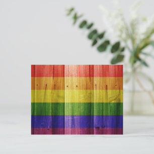 Cartes Pour Fêtes Annuelles Drapeau de la fierté arc-en-ciel en bois