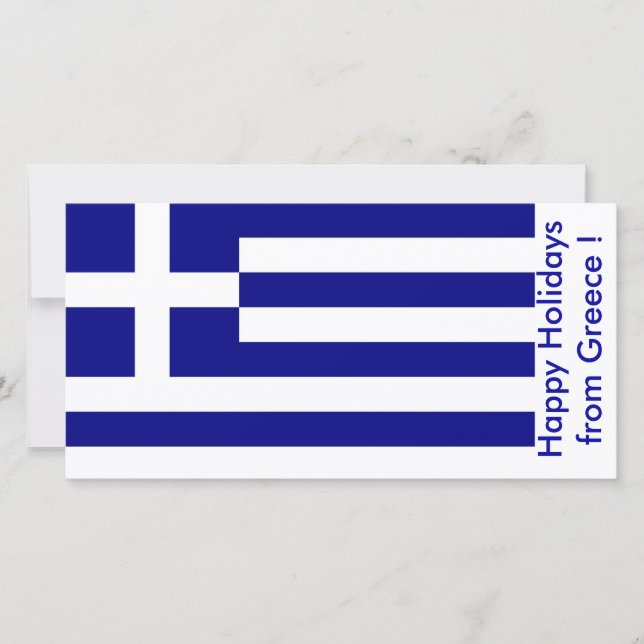 Cartes Pour Fêtes Annuelles Drapeau de la Grèce, Joyeuses fêtes de Grèce (Devant)