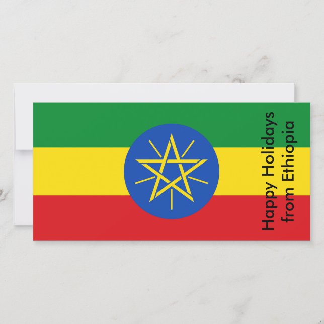 Cartes Pour Fêtes Annuelles Drapeau de l'Ethiopie, Joyeuses fêtes d'Ethiopie (Devant)
