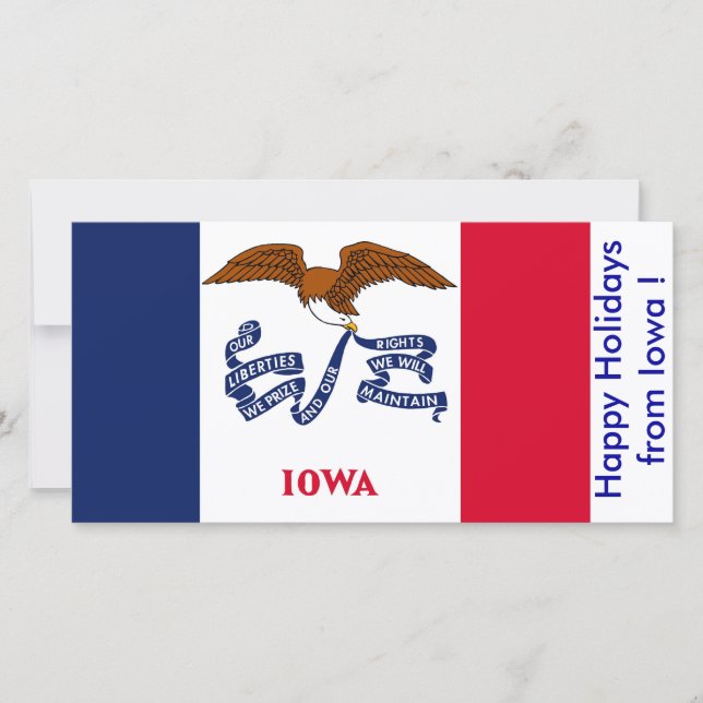 Cartes Pour Fêtes Annuelles Drapeau de l'Iowa, Joyeuses fêtes des États-Unis. (Devant)