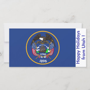 Cartes Pour Fêtes Annuelles Drapeau de l'Utah, Joyeuses fêtes des États-Unis.