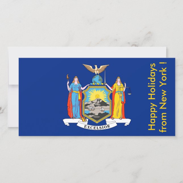 Cartes Pour Fêtes Annuelles Drapeau de New York, Joyeuses fêtes des États-Unis (Devant)
