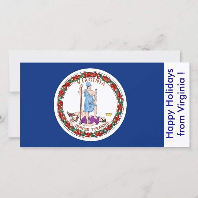 Cartes Pour Fêtes Annuelles Drapeau de Virginie, Joyeuses fêtes des États-Unis (Devant)