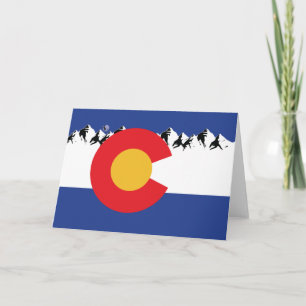 Cartes Pour Fêtes Annuelles Drapeau du Colorado et montagnes