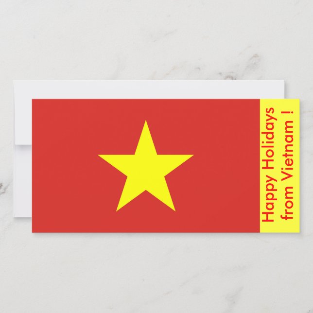 Cartes Pour Fêtes Annuelles Drapeau du Vietnam, Joyeuses fêtes du Vietnam (Devant)