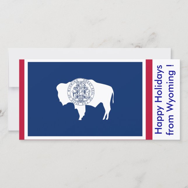 Cartes Pour Fêtes Annuelles Drapeau du Wyoming, Joyeuses Vacances aux États-Un (Devant)