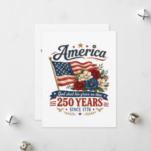 Cartes Pour Fêtes Annuelles Drapeau floral 250 ans d'Amérique