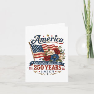 Cartes Pour Fêtes Annuelles Drapeau Floral 250 Ans d'Amérique