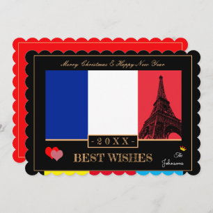 Cartes Pour Fêtes Annuelles Drapeau Français & Eiffel Bonne année Souhaite la 