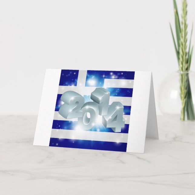 Cartes Pour Fêtes Annuelles Drapeau grec 2014 (Devant)