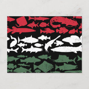 Cartes Pour Fêtes Annuelles Drapeau hongrois fait de poisson - Design de pêche