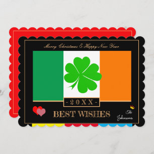Cartes Pour Fêtes Annuelles Drapeau irlandais & Bonne année / Meilleurs voeux