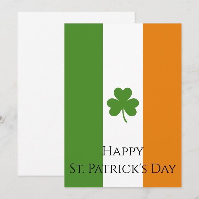 Cartes Pour Fêtes Annuelles Drapeau irlandais St Patrick avec Shamrock | Perso (Devant / Derrière)