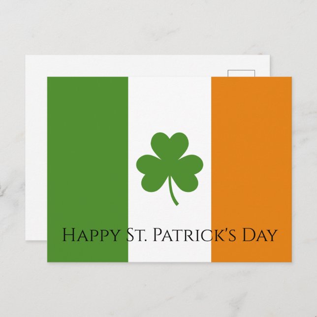 Cartes Pour Fêtes Annuelles Drapeau irlandais St Patrick avec Shamrock | Perso (Devant / Derrière)
