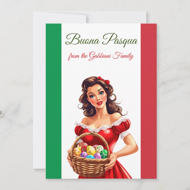 Cartes Pour Fêtes Annuelles Drapeau italien festif Bonne Pâques Buona Pasqua (Devant)