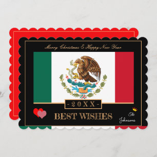 Cartes Pour Fêtes Annuelles Drapeau mexicain & Bonne année/Meilleurs voeux Mex