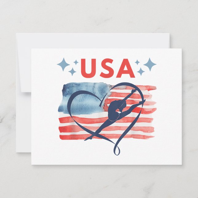 Cartes Pour Fêtes Annuelles Drapeau patriotique américain Gymnastique Design p (Devant)