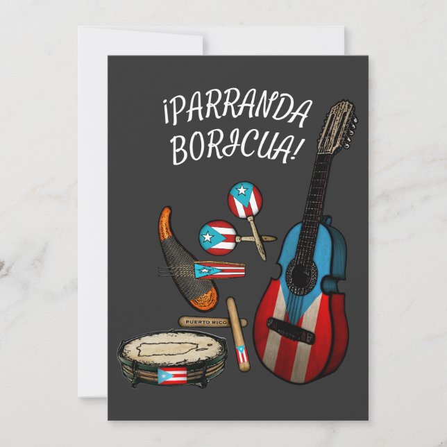 Cartes Pour Fêtes Annuelles Drapeau porto-ricain Parranda Boricua (Devant)