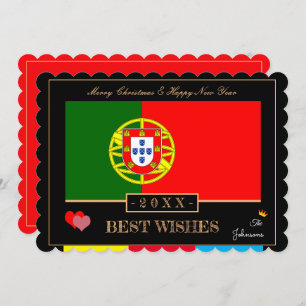 Cartes Pour Fêtes Annuelles Drapeau portugais et joyeux Nouvel An/Meilleurs vo