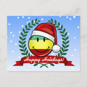 Cartes Pour Fêtes Annuelles Drapeau Rastafarien de style Noël souriant