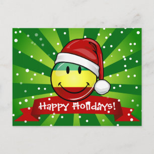 Cartes Pour Fêtes Annuelles Drapeau Rastafarien de style Noël souriant