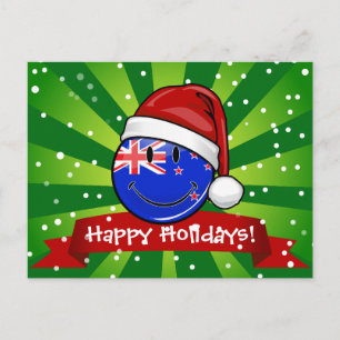 Cartes Pour Fêtes Annuelles Drapeau souriant de style néo-zélandais de Noël