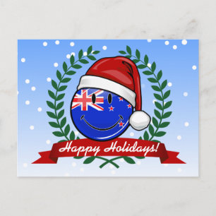 Cartes Pour Fêtes Annuelles Drapeau souriant de style néo-zélandais de Noël