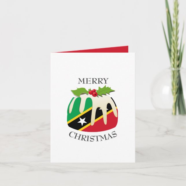 Cartes Pour Fêtes Annuelles DRAPEAU ST KITTS | Pudding de Noël | Festive (Devant)
