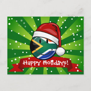Cartes Pour Fêtes Annuelles Drapeau sud-africain souriant style de Noël