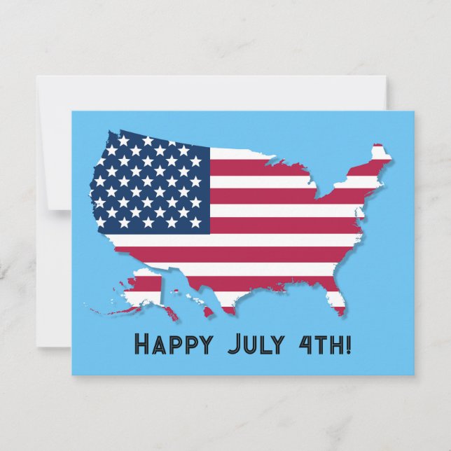 Cartes Pour Fêtes Annuelles Drapeau US personnalisé Rouge Blanc Bleu Joyeux 4  (Devant)