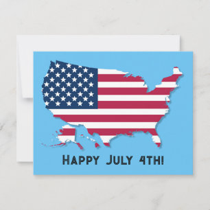 Cartes Pour Fêtes Annuelles Drapeau US personnalisé Rouge Blanc Bleu Joyeux 4 