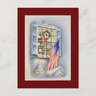 Cartes Pour Fêtes Annuelles Drapeau vintage américain Patriot Noël