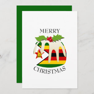 Cartes Pour Fêtes Annuelles DRAPEAU ZIMBABWE   Pudding Festif de Plum   Noël