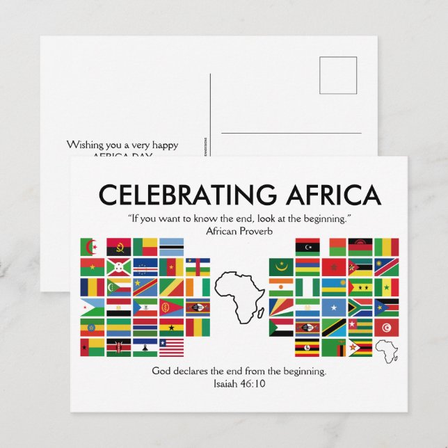 Cartes Pour Fêtes Annuelles Drapeaux AFRICAINS FÊTÉS (Devant / Derrière)
