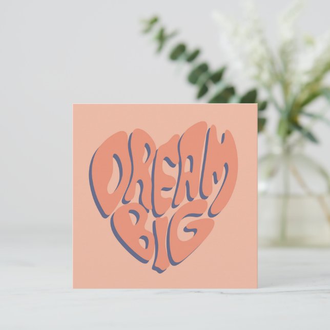 Cartes Pour Fêtes Annuelles Dream Big : Coral et Apricot Motivational Advice (Debout devant)