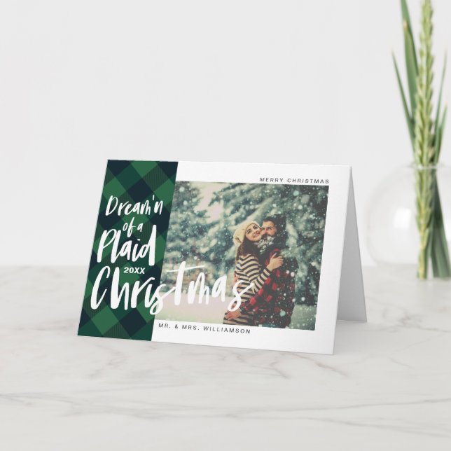 Cartes Pour Fêtes Annuelles Dream of A Plaid Christmas Green Buffalo Photo (Devant)