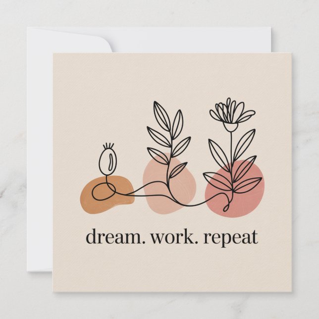 Cartes Pour Fêtes Annuelles Dream. Work. Repeat (Devant)