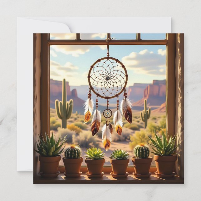 Cartes Pour Fêtes Annuelles Dreamcatcher, Desert Canyons, Cacti   (Devant)