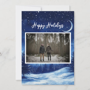 Cartes Pour Fêtes Annuelles Dreamy Magic Navy Bleu minimaliste photo de vacanc