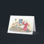 Cartes Pour Fêtes Annuelles Dreidel dans Père Noël Workshp<br><div class="desc">père Noël et elfes se demandent comment un dreidel est arrivé sur sa liste de jouets</div>
