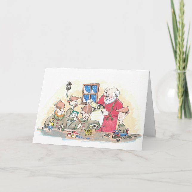 Cartes Pour Fêtes Annuelles Dreidel dans Père Noël Workshp (Devant)