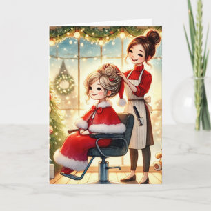 Cartes Pour Fêtes Annuelles Dresser à cheveux customisé avec Mme Claus Noël