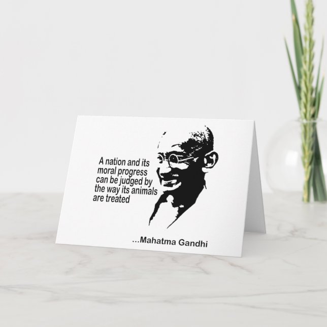 Cartes Pour Fêtes Annuelles Droits des animaux de Mahatma Gandhi (Devant)