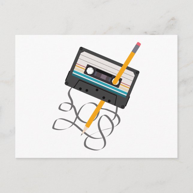 Cartes Pour Fêtes Annuelles Drôle 80s Musique Retro Cassette Bande (Devant)