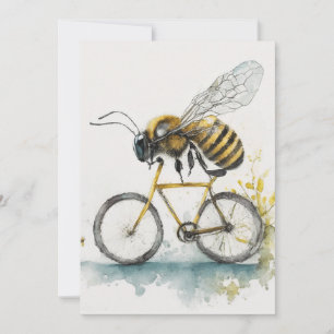 Cartes Pour Fêtes Annuelles Drôle abeille à vélo en train de dessiner l'aquare