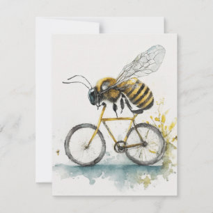 Cartes Pour Fêtes Annuelles Drôle abeille à vélo en train de dessiner l'aquare