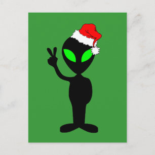 Cartes Pour Fêtes Annuelles Drôle alien de paix père Noël