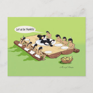 Cartes Pour Fêtes Annuelles Drôle Amérindien Thanksgiving Holiday Cartoon