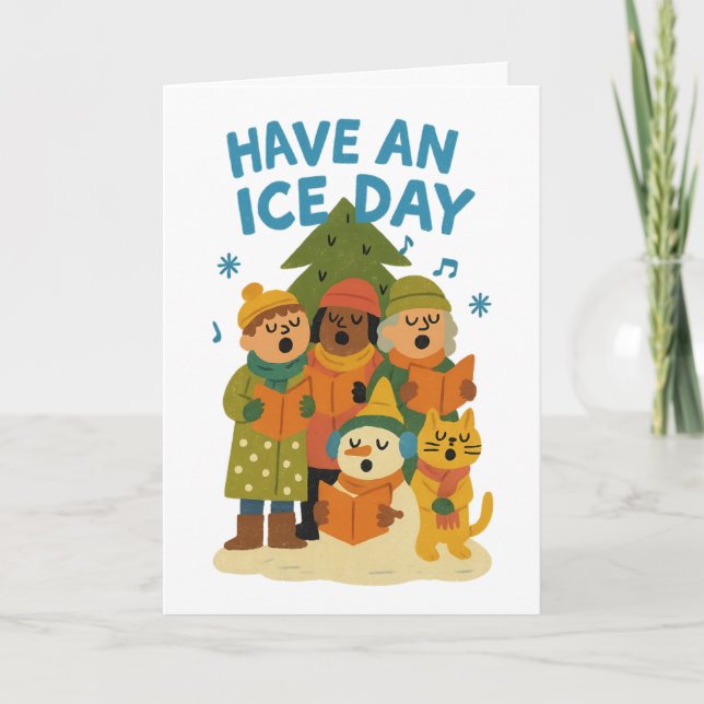 Cartes Pour Fêtes Annuelles Drôle "Avoir une journée de glace" Nom de famille  (Devant)