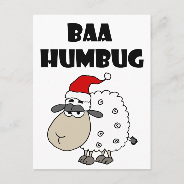 Cartes Pour Fêtes Annuelles Drôle Baa Humbug Cartoon de Noël (Devant)